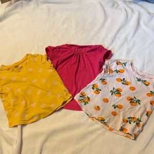 Old Navy Girls Short Sleeve Tees - Yellow, Pink, Peach Orange Print